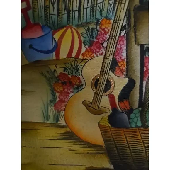 Anna by Anuschka Leather Beach 13x10.5 Crossbody Handbag Hand Painted - Picture 4 of 10